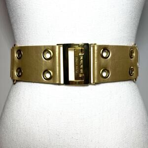 Kenneth Cole Reaction Gold Utility Belt Wide Stretch Cinch Grommets Size M/L